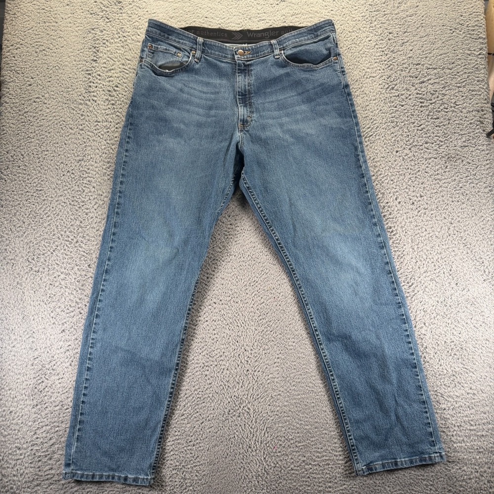Wrangler Authentics Jeans Men's 38x34 Blue Cotton Denim Tapered Faded Stretch